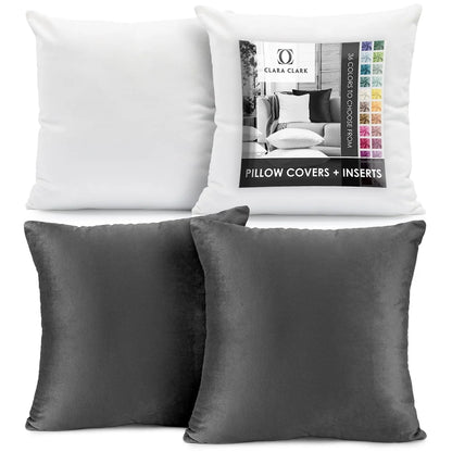 Plush Microfiber Square 26x26 Inch Throw Pillow with Inserts