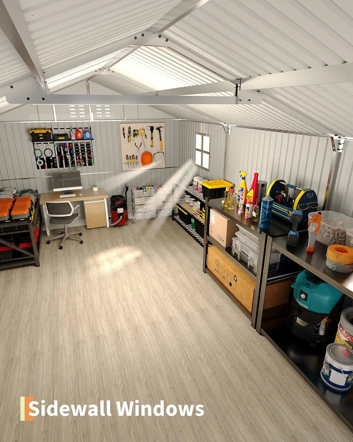 12x20 FT Metal Carport, Enclosed Car Port with Reinforced Frame and Steel Roof for All-Weather Use, Metal Garage Shed for Full-S