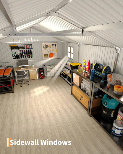 12x20 FT Metal Carport, Enclosed Car Port with Reinforced Frame and Steel Roof for All-Weather Use, Metal Garage Shed for Full-S