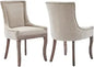 Modern Dining Chairs Set of 2 - High Back Upholstered Fabric Chairs with Solid Wood Legs for Dining Room