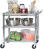 Heavy Duty Metal Rolling Utility Cart with Adjustable Shelves, Locking Wheels for Kitchen, Garage, Warehouse, Office