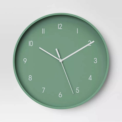 12" Wall Clock Battery Operated,Decorative Non-Ticking Silent Analog Wall Clock for Bathroom Kitchen Bedroom Living Room,Green