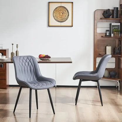 Black Dining Chairs Set of 2 with High Backs Mid Century Modern Kitchen & Dining Room Chairs PU Faux Leather Upholstered