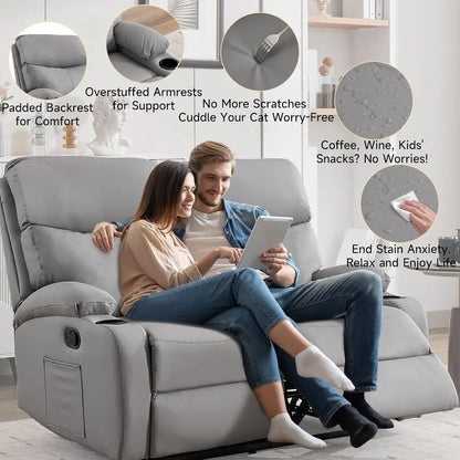 Gray Double Reclining Loveseat Wall Hugger for Living Room, RV, Home Theater (2 Seater)