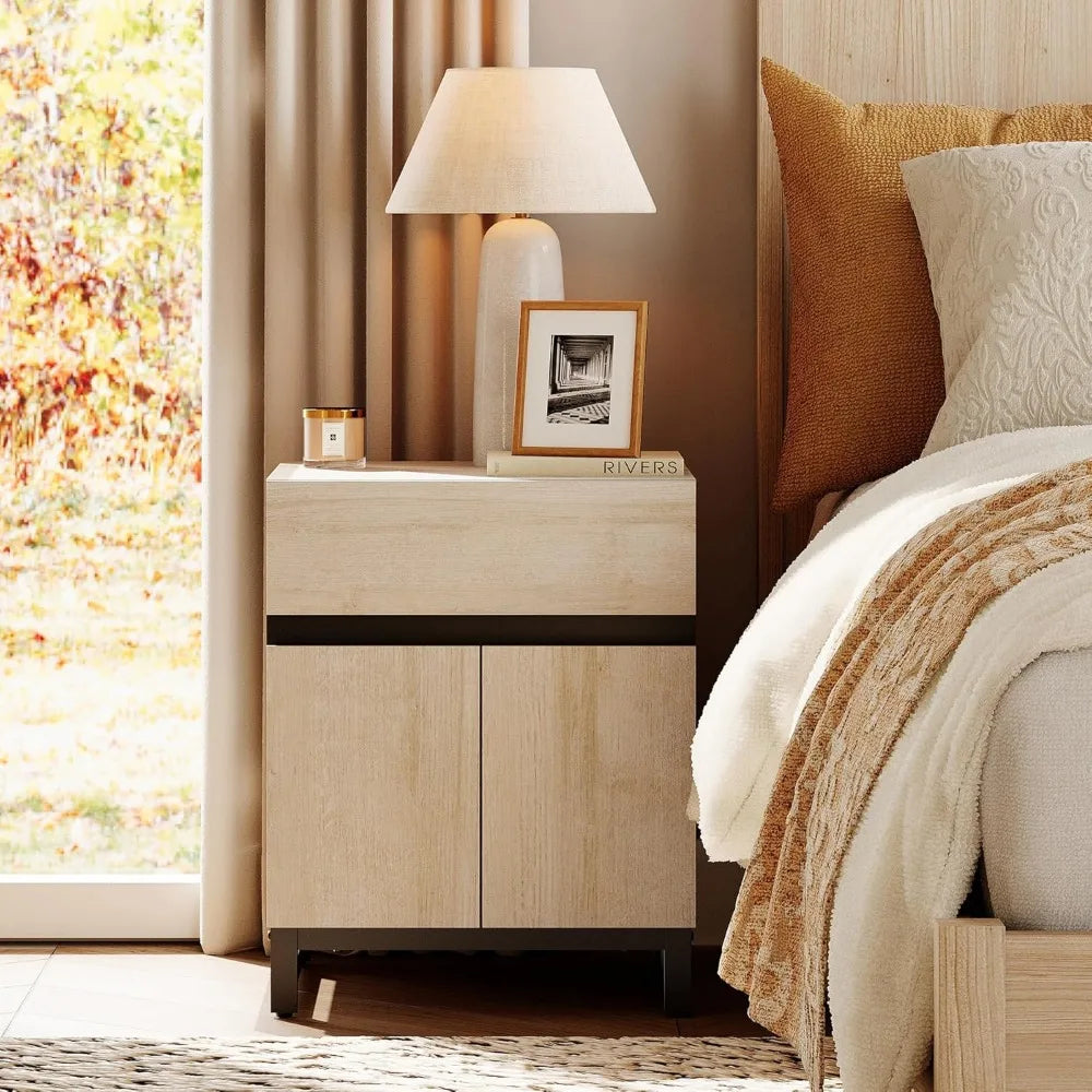 Dresser and Nightstand Set of 3, 63 Inches Dresser with 6 Drawers, 2 Nightstand with Drawer and Cabinet for Bedroom, Bedroom Fu