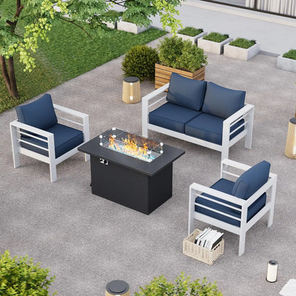 Patio Furniture Set, 6 Piece Metal Outdoor Furniture Set with Waterproof Covers for Backyard Garden