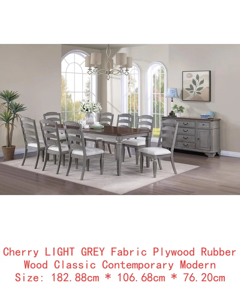Contemporary 9-Piece Dining Set with Leaf, Includes Dining Table & 8 Ladder Back Chairs