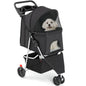 3 Wheels Foldable Pet Stroller for Small Dogs and Cats Stroller with Mesh Windows Storage Basket Cup Holder for Outdoor Use