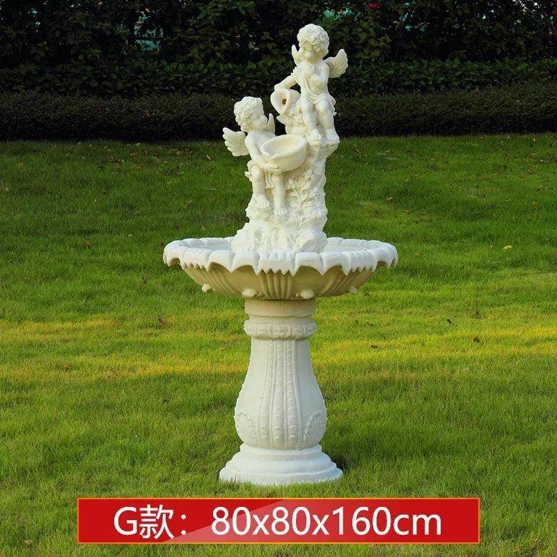 Outdoor garden, fish pond, water feature, courtyard floor-to-ceiling decoration Large European-style flowing water fountain,
