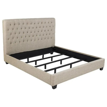 Copper Oatmeal Upholstered Eastern King Bed Frame