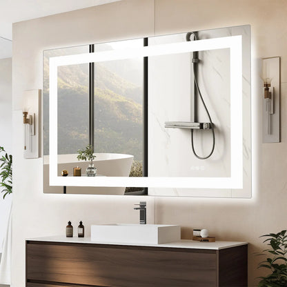36"x 24"LED Bathroom Vanity Mirror for Wall Memory Function Tempered Glass with Front Light and Backlit For Living Room