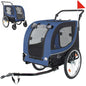 Ye 2-in-1 Bike Trailer & Pet Stroller for Dogs up to 100lbs - Foldable with 2 8" Front Casters, 20" Quick Release Air-Filled Wheels, Breathable Mesh, PVC Rain Cover, Dark Blue
