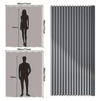 Foldable Magnetic Waterproof Shower Curtain with 14 Hooks