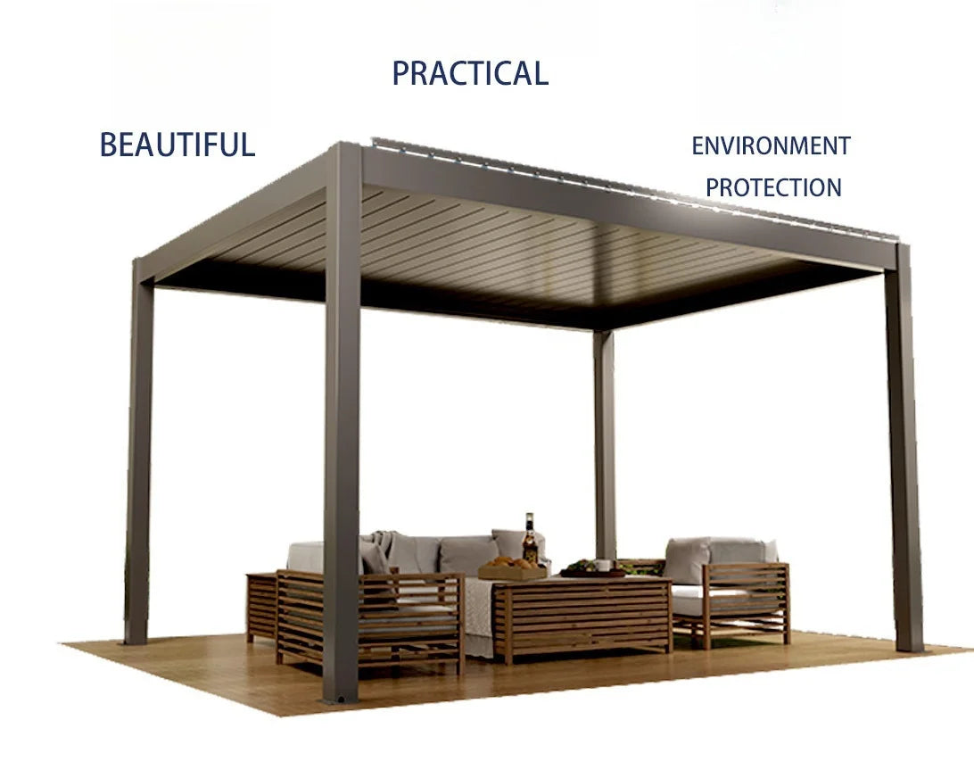 Outdoor Aluminum Pergola Custom Size 3X3m 3X4m 4X4m 6x4m Remote Control Arbours Louvered Roof Pavilion Bioclimatique Pergolas