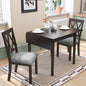 3-Piece Set – Drop-Leaf Table & 2 Upholstered Chairs, Wooden Dining Set for Small Spaces