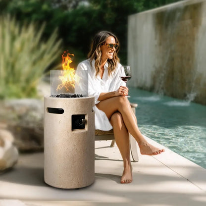 16 Inch Propane Fire Pit, 50,000 BTU Outdoor Gas Heater with Wind Guard for Patio Garden Backyard