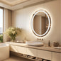 Oval LED Bathroom Mirror Dimmable Light Wall Mounted Makeup Mirror with Demist Illuminated Vanity Mirror