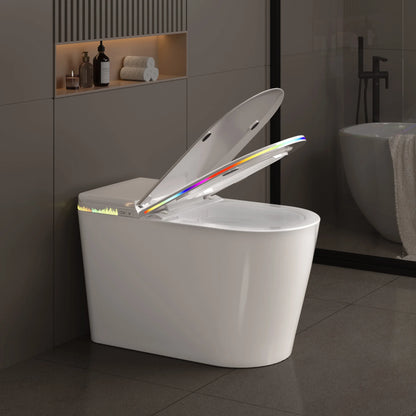 Smart Bidet Toilet Seat Heated Seat Self-Cleaning Nozzle Foam Shield Automatic Lid LED Display Remote Control for Kids Adults