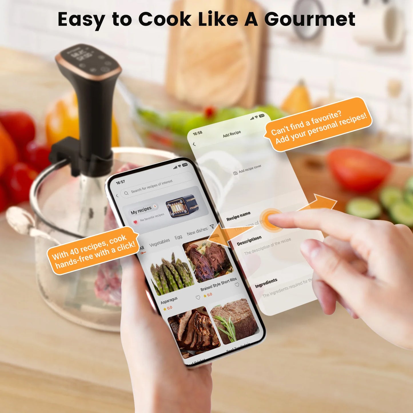 BLIITZHOME Slow Cooker IPX7 Waterproof WiFi Connectivity Versatile Cooking Food Preparation Appliance for kitchen Cooking