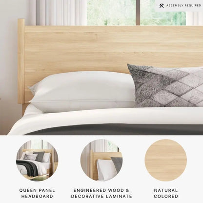 Rustic Panel Headboard for Bedroom, Adjustable Height Options, Wood, Queen, Light Brown Headboard Only