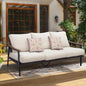 Patio Loveseat Sofa Furniture Metal Chair with Wicker Backrest & 6 Inches Cushion for Indoor, 51.77"(L) x 29.75"(W) x 33.86"(H).