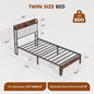 King Size Soft Pack Heavy Duty Metal Bed Frame with Headboard Charging Station 1100lbs Capacity Easy Assembly For Bedroom
