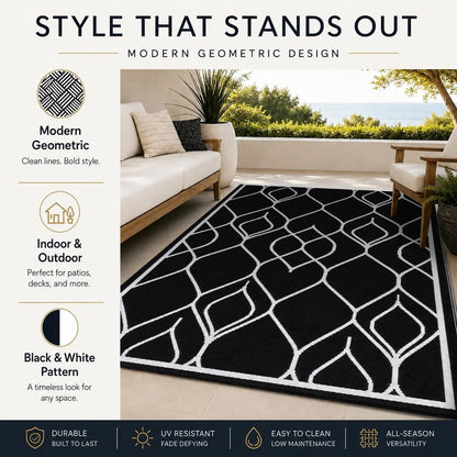 5x8 FT Indoor Outdoor Rug Waterproof Reversible Plastic Straw Patio Mat 340GSM PP Foldable Quick Dry UV Resistant Easy Clean Rug for Patio Deck RV Camping