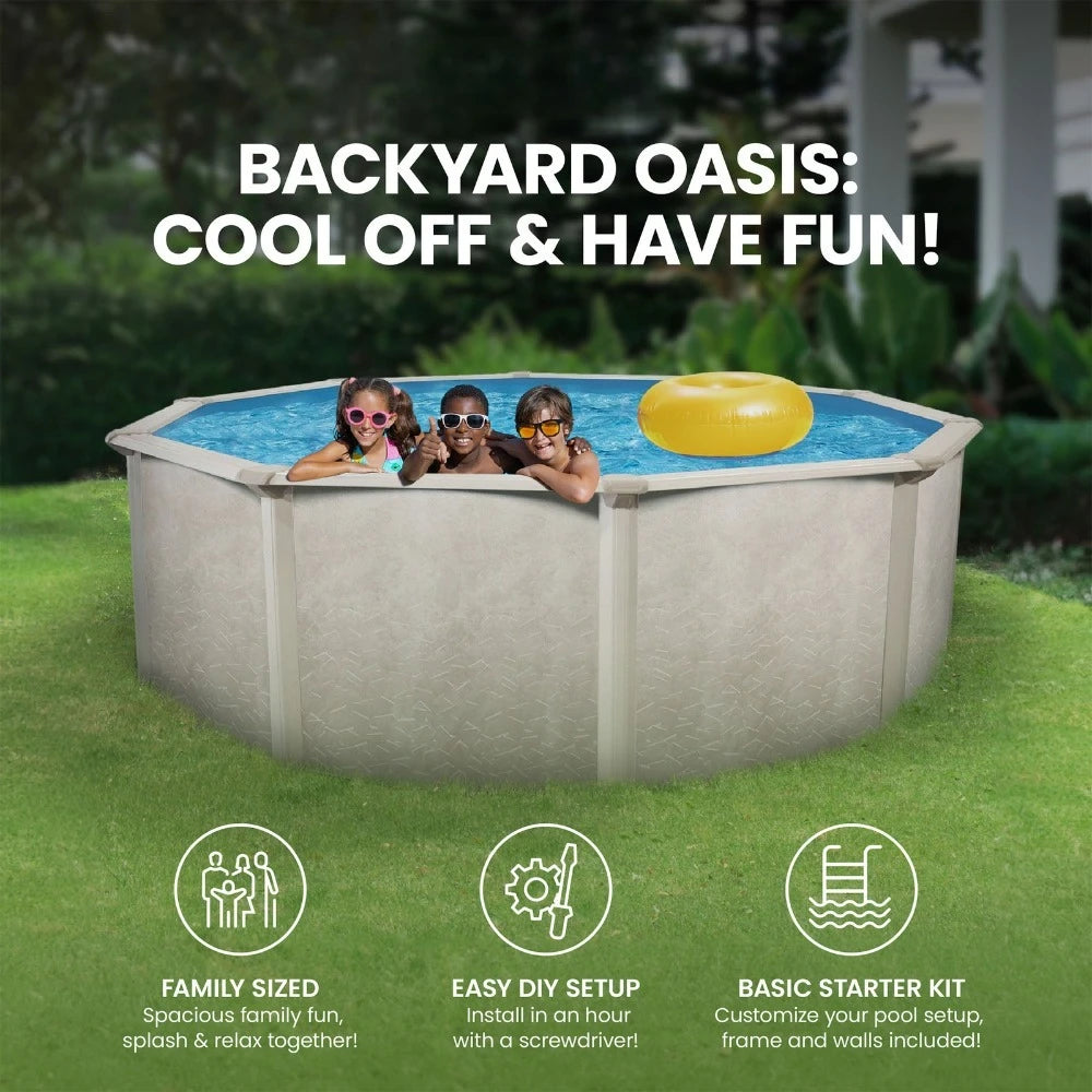 Patio Swings-Phoenix 18x52 Round Steel Frame Above Ground Swimming Pool Without Liner-Best Promotion