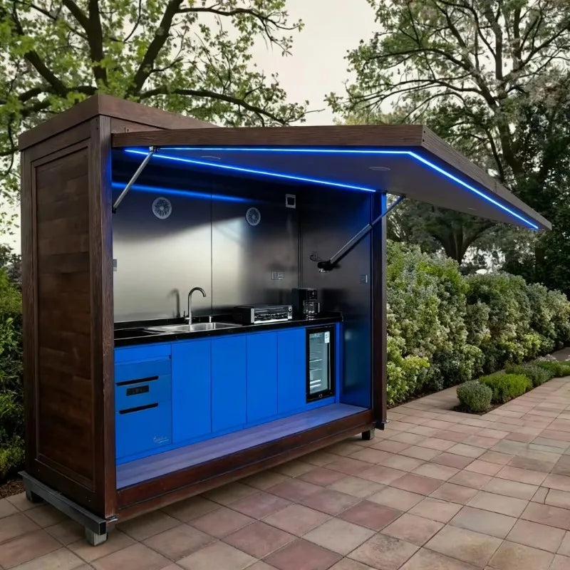 Customizable 2025 New SS304 Outdoor BBQ Kitchen with Detachable Shed, Grill, Sink & Fridge Combo for Large Family Parties