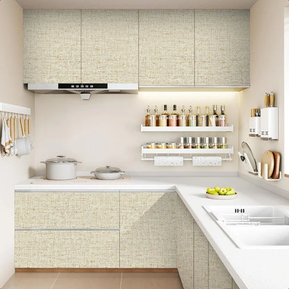 Wallpaper, Beige Grass cloth Waterproof Peel and Stick 15.75inchx118.11inch Self Adhesive Removable Wallpaper