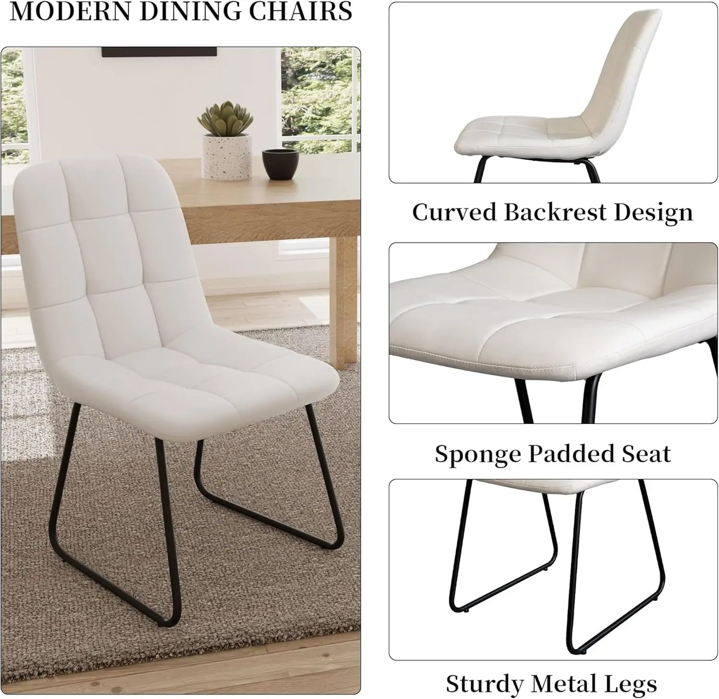 45.3 Inch Round Dining Table Set for 4, Mid Century Modern Small Coffee Set for Dining Room Kitchen Apartment