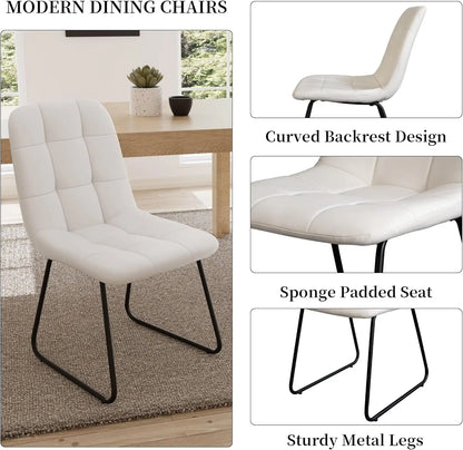 45.3 Inch Round Dining Table Set for 4, Mid Century Modern Small Coffee Set for Dining Room Kitchen Apartment