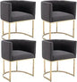 Velvet Dining Chairs Set of 4 Modern Barrel Arm Chairs with Chrome Metal Frame, Upholstered