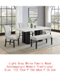 6-Pc Dining Set, White Rectangular Marble Tabletop, Dark Finish Base, Upholstered Chairs & Bench, Soft table