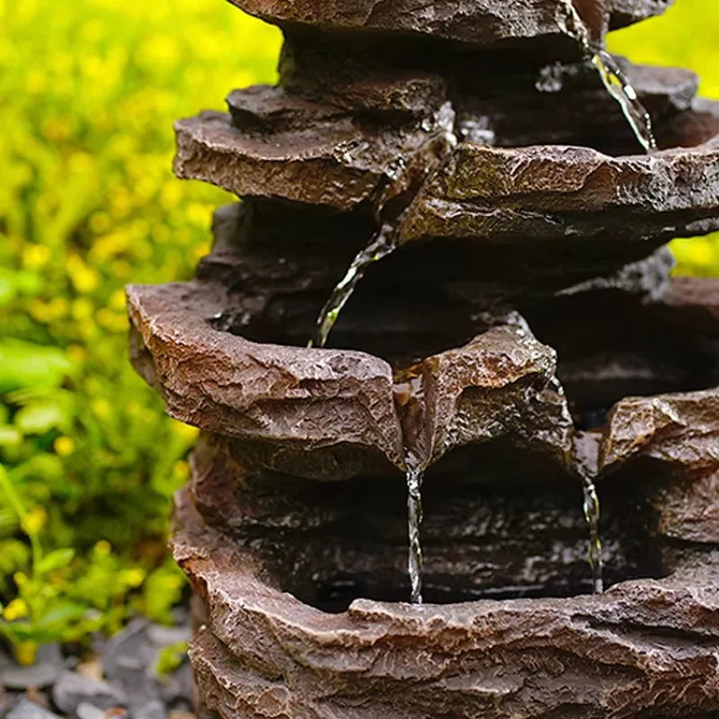 Solar Tabletop Fountain Resin Marble Construction With LED Lighting And Water Pump For Indoor Outdoor Desk Decor