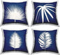 Bold Blue White Modern Botanical Leaf Shapes Design by Susan Jill Throw (Set of 4) Pillow, 18 x 18