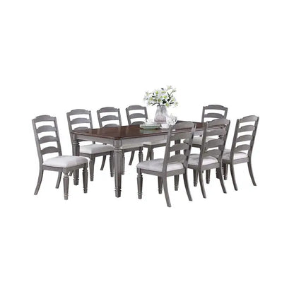 Contemporary 9-Piece Dining Set with Leaf, Includes Dining Table & 8 Ladder Back Chairs