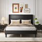 Basic Upholstered Platform Bed Frame with Modern Wingback Headboard Wooden Slats 800lbs Capacity No Box Spring Needed Easy Assembly For Bedroom