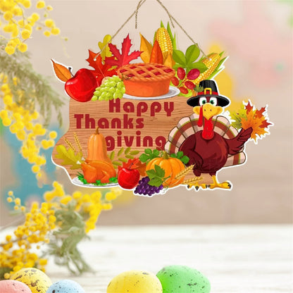 Thanksgiving Front Door Welcome Sign Turkey Pumpkin Car Hanging Decor Harvest Paper Wreath for Home Party Celebration