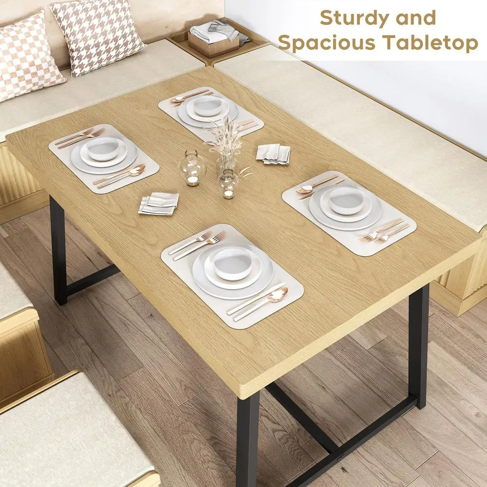 Corner Dining Table Set, 43 Inch Breakfast Nook Table Set with Bench with Hidden Storage amp 2 Ottomans, 5Piece Corner Bench Di