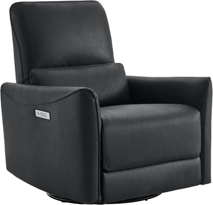 Power Recliner Chair Swivel Glider, FSC Certified Fabric Living Room Nursery Reclining Sofa Chair with Lumbar Support