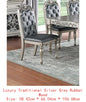 Formal 1pc Dining Table with 2 Leaves, Silver Grey Finish, Antique Design, Rubberwood, Large Family Dining Room Furniture
