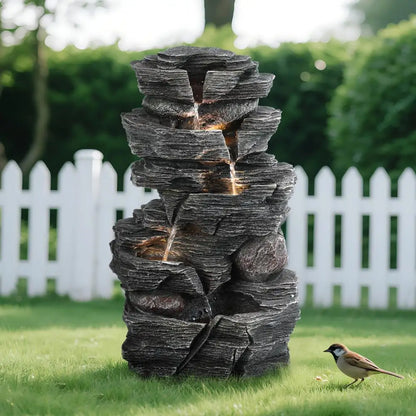 Waterfall-style Rock Water Feature Fountain, Garden Waterfall Decoration, Suitable For Courtyards, Porches, And Home Art Decor