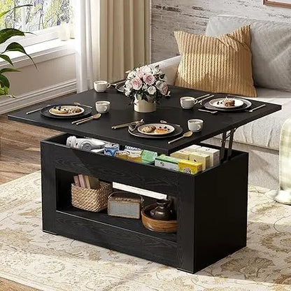 40" Lift Top Coffee Table, 4 in 1 Multi-Function Lift with Storage and Hidden Compartment,