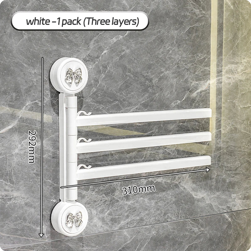 Bathroom Towel Pole Non Perforated Wall Mounted Suction Cup Storage Rack Bathroom Multi Pole Rotating Towel Storage Rack