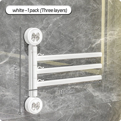 Bathroom Towel Pole Non Perforated Wall Mounted Suction Cup Storage Rack Bathroom Multi Pole Rotating Towel Storage Rack