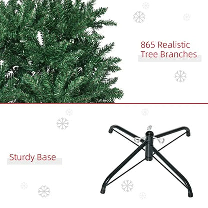 7' Tall Unlit Slim Fir Artificial Christmas Tree with Realistic Branches and 865 Tips Green