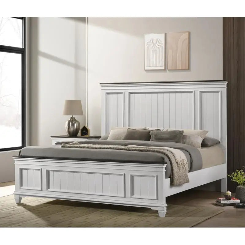 6-Piece Shiplap Panel King Bedroom Set: Bed, Dresser, Mirror, 2 Nightstands, Chest
