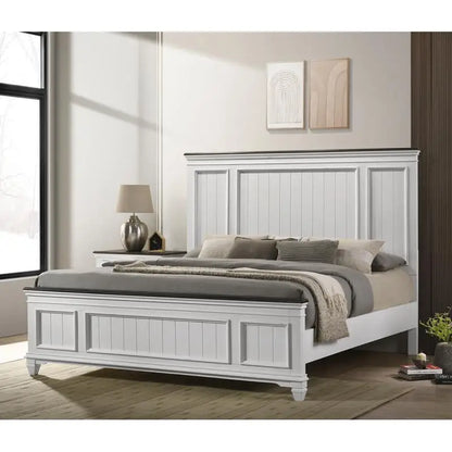 6-Piece Shiplap Panel King Bedroom Set: Bed, Dresser, Mirror, 2 Nightstands, Chest