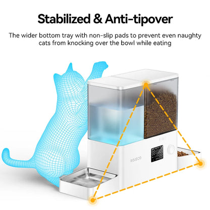 2In1 Automatic Pet Feeder Gravity Water Fountain 8.5L Button Version Auto Cat Kibble Dispenser with Water Refill Drinker